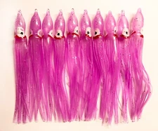 Lot Of 10 Hoochie Squid Skirts Unrigged Fishing Lures 4 3/4" - Lilac