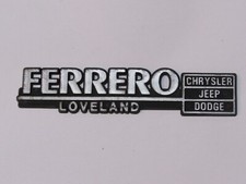 Vintage Ferrero Chrysler-Jeep Loveland Colorado Plastic Dealer Badge Emblem Tag