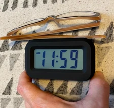 Small Digital Travel Alarm Clock Easy To Read Ascending Alarm Soft Light Black