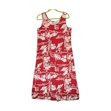 Vintage Hilo Hattie Hawaiian Original Dress Sz Medium Red White Floral 90s Y2K