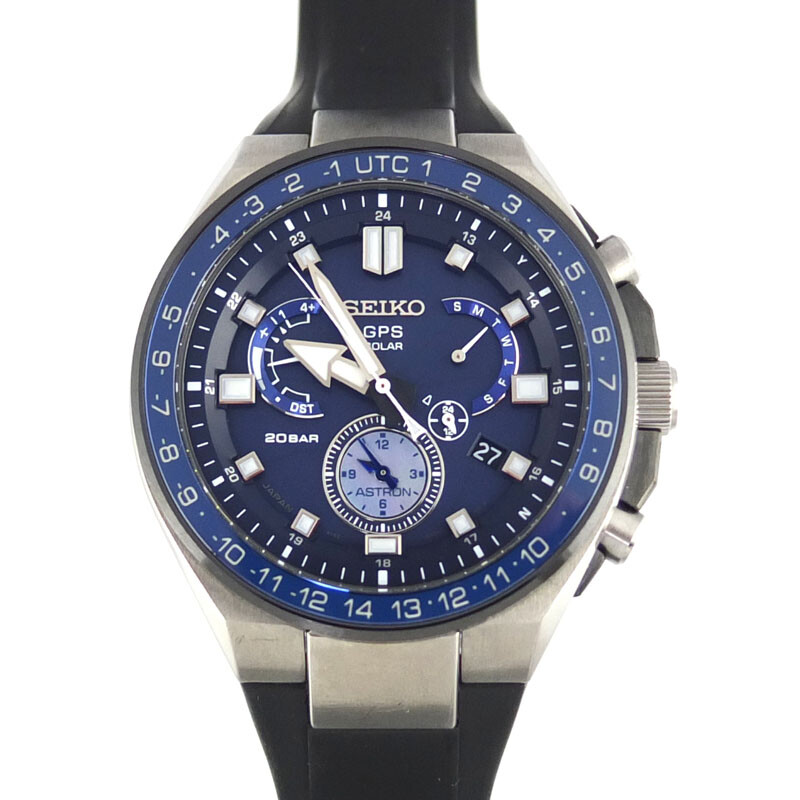 【美品】セイコー アストロン SBXB167 GPS Seiko Astron SBXB167 GPS Date Titanium Ceramic Blue Silver
