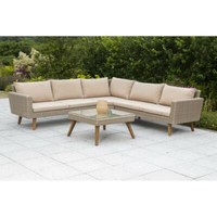 Merxx GartenmöBel-Set Eckset Pamplona Inkl. Kissen Aluminium + Kunststoff Natur