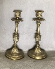 Très Ancienne Paire de Bougeoir en BRONZE à Têtes de Béliers. Époque 19ème