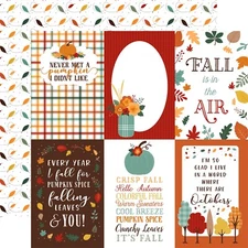 2 Sheets of Echo Park Paper HAPPY FALL 12x12 Cardstock - 4x6 Journaling Cards