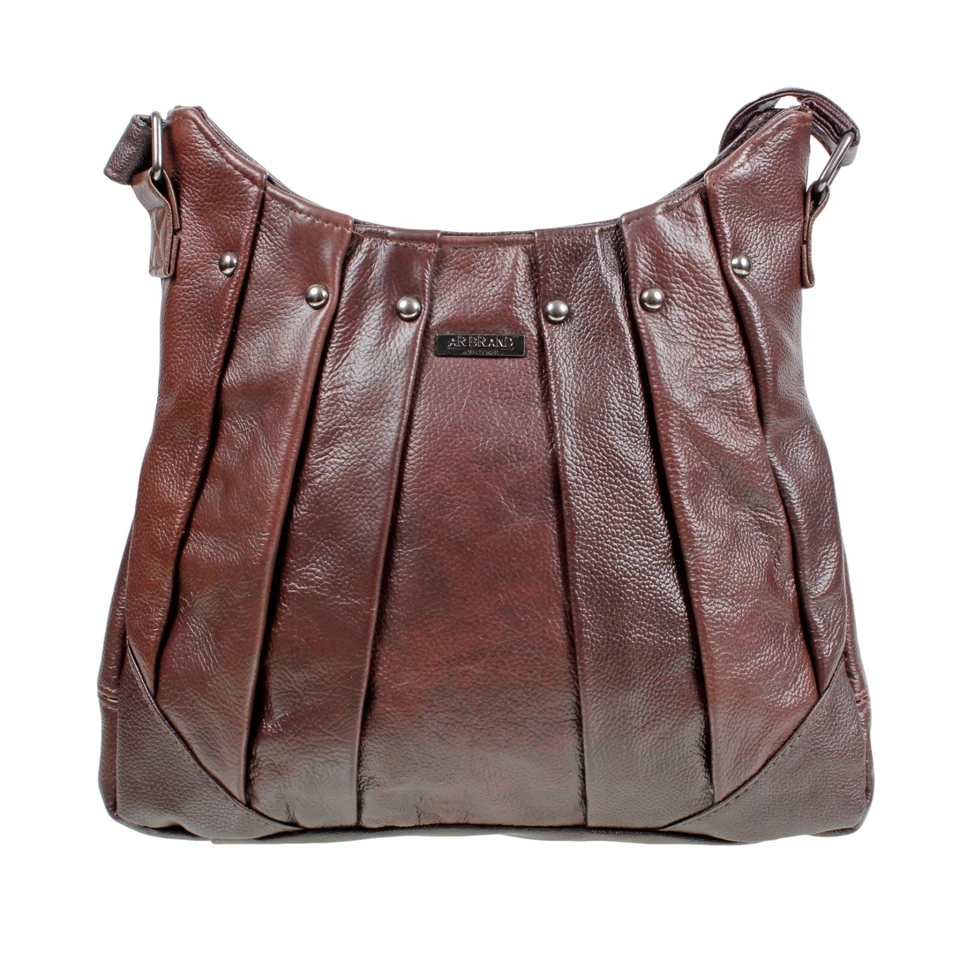 AR BRAND Ladies Women Cowhide Leather Handbag D-BROWN Soft Cross Body Shoulder Bag AR