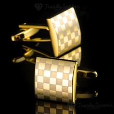 MEN'S SILVER CUFFLINKS GOLD STAINLESS STEEL MENS WEDDING CUFF LINKS Xmas Gift