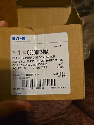 Eaton C25DNF340B 40A Definite Purpose Contactor
