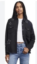 Rails $198 Msrp Women’s Loren Embroidered stars Button Up Shirt Size M Black C6