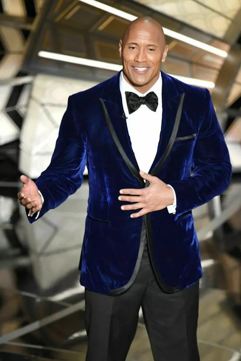 Men Navy Blue Smoking Jackets Celebs Rock Groom Wedding Dinner Party Wear Blazer