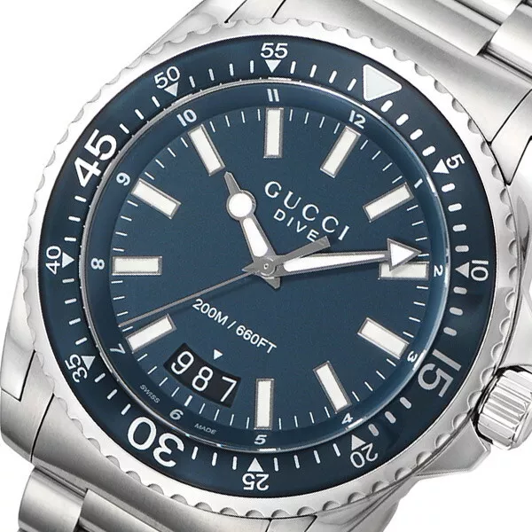 Montre GUCCI homme quartz acier inoxydable ceinture analogique marine sans marine inclus