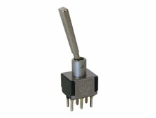 DPDT MINI-TOGGLE SWITCH, LONG FLAT HANDLE, PLAIN BUSHING 5A, 120Vac