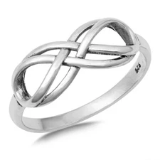 .925 Sterling Silver Ring Fashion Love Knot Infinity  Band 8mm Sizes 4-12