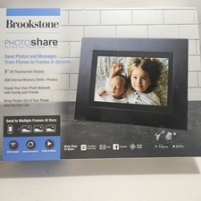 Brookstone PhotoShare 8  Smart Digital Picture Frame FSM08BLB -BLACK Open Box