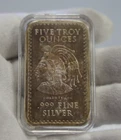 5 oz .999 Fine Silver Bar Aztec Calendar Cuauhtemoc