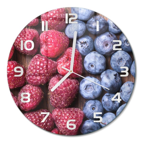 Runde Glas-Wanduhr Aus GehäRtetem Glas Wanduhr Waldbeeren WeißE Zeiger Fi30 Cm-image