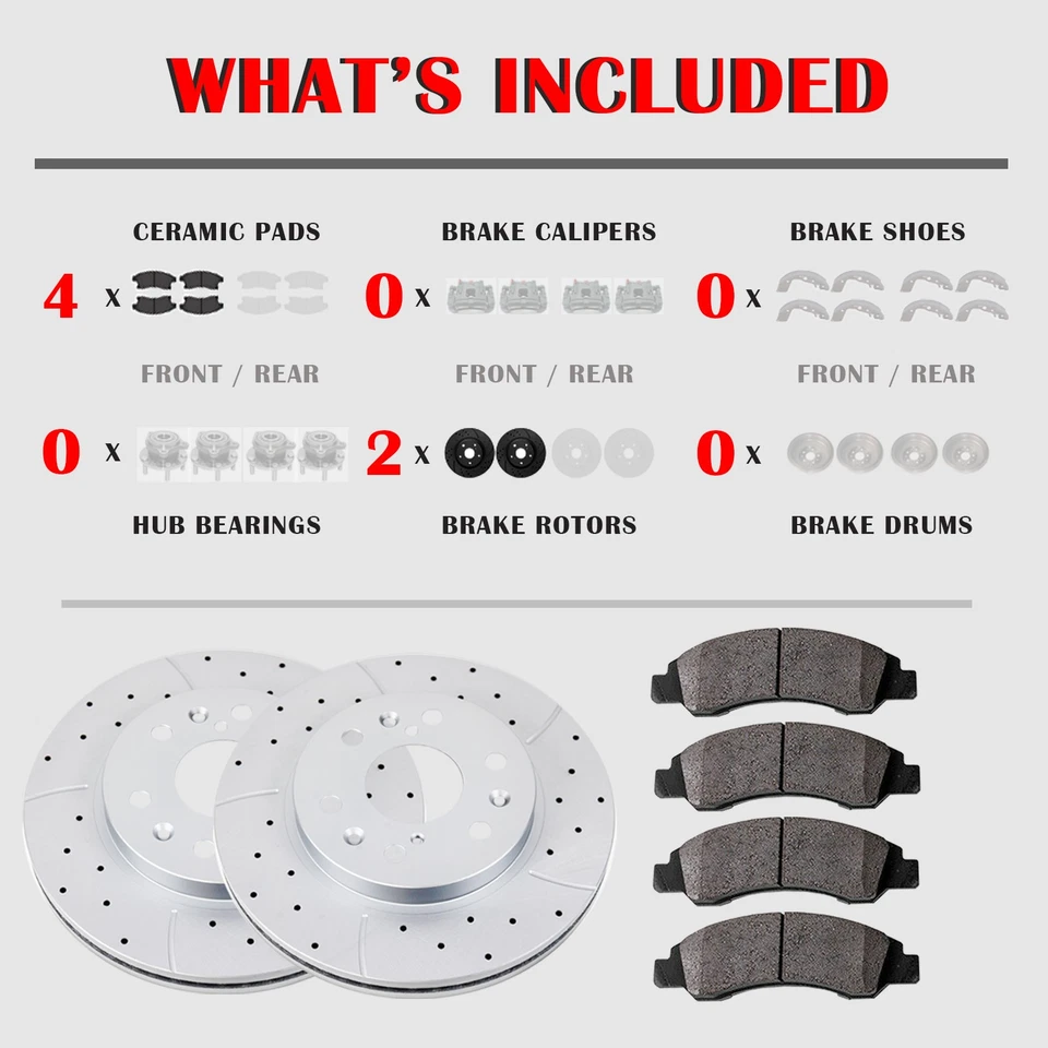 Front Drilled Brake Rotors Brake Pads for Chevy SILVERADO 1500 GMC SIERRA 1500 - Image 4 of 4