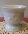 Vintage Milk Glass Pedestal Bowl With Hearts Embossed 4" x 4 1/8"