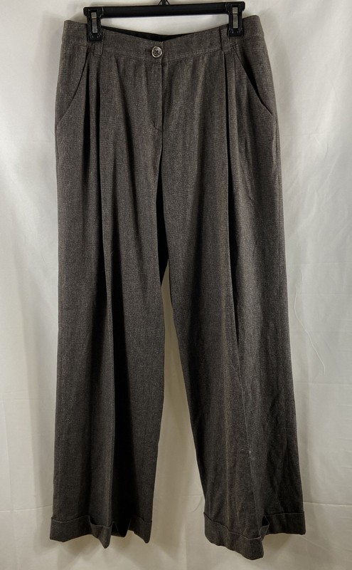 Escada Sport Women's Gray Wool Blend Pleated Cuffed Trousers Pants Sz 36