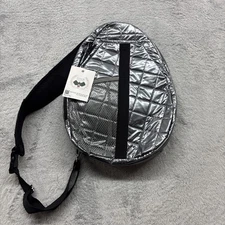 Lulla Sport Collection Pickleball Bag Tote Backpack Silver Puffer