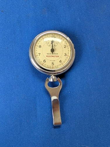 Vintage Pedometer Miles New Haven Clock Co USA Walking Distance Travel Meter