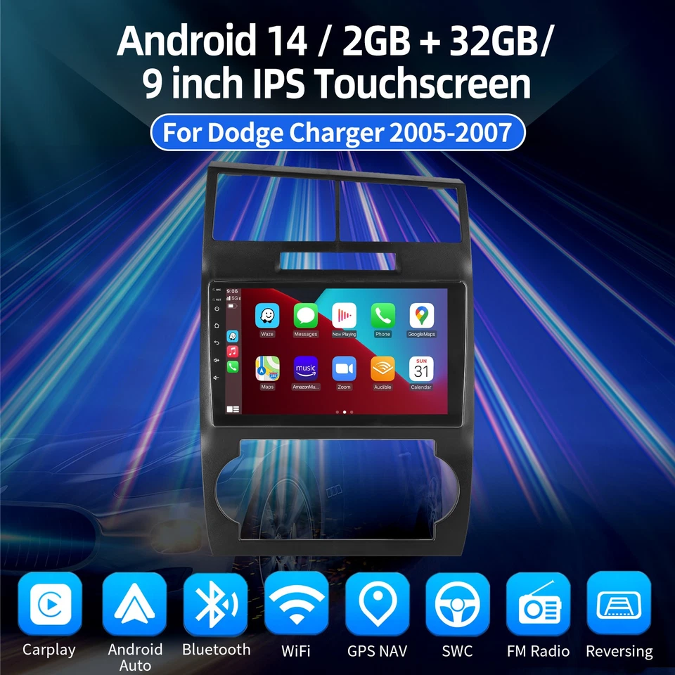 Apple CarPlay For 2005-2007 Dodge Charger Magnum Android Car Stereo Radio GPS FM - Image 3 of 4