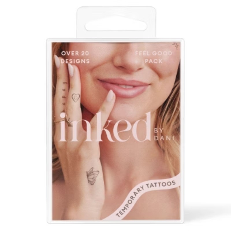 INKED by Dani Feel Good Pack Temporary Tattoos Pack Vegan Nontoxic Ink 20+ Count