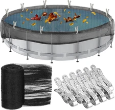 24ft Round Pool Leaf Net Cover with 16 Metal Clips for Above Ground Pools