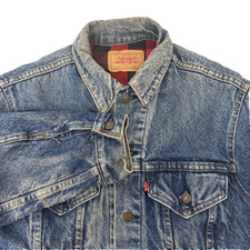 Vintage Levis Denim Jean Trucker Jacket Sz 38 USA Made Buffalo Lining Type 3 70s
