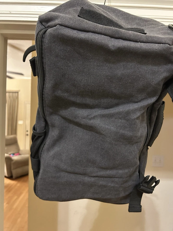 Mochila de lona vintage para laptop KAKA - Azul - Imagem 3 de 4