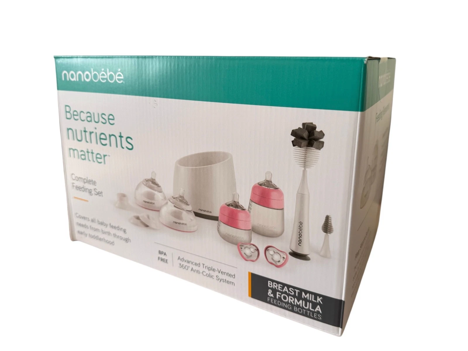 Nanobebe Baby Bottle Complete Feeding Set - Pink