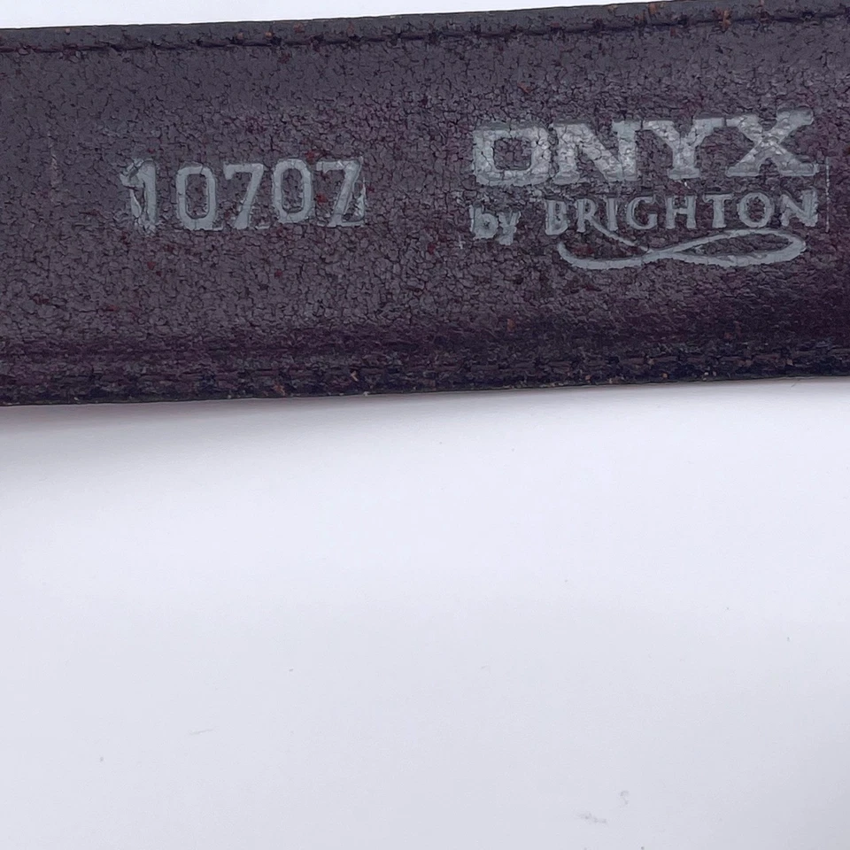 Cinturón Western de cuero marrón ONXY by BRIGHTON con hebilla plateada e incrustación de hueso 34 Foto 2 de 4