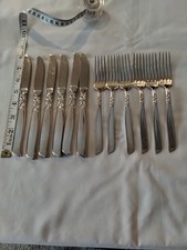 Oneida South Seas Silver Plate Community Starter Knives 8" & Forks 7.25" - 1950s