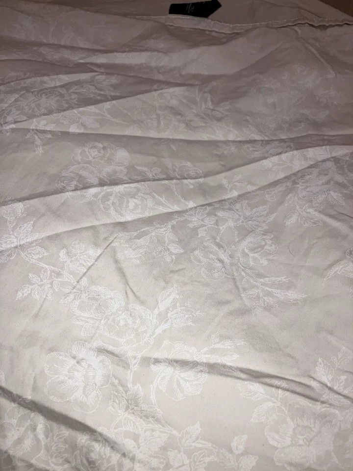 Ralph Lauren ~ Sábana Plana Doble Algodón Cachemira Tostado Blanco Foto 3 de 4