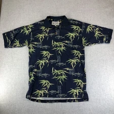 AFTCO Polo Shirt Mens XL Blue Short Sleeve Fish Bamboo Fishing Boating Golfer