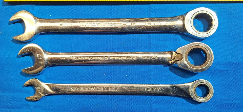 GearWrench Juego de llaves combinadas de trinquete de 3 piezas 19 mm 17 mm reversible y 13 mm Foto 2 de 4