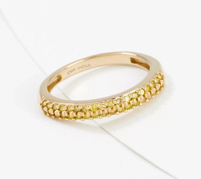 Affinity Sterling Silver Goldclad Yellow Colored Diamond Ring, Size 8