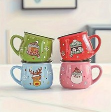 Christmas Gift  Set of 4 Coffe Cups Festive Party Xmas Kitchen Tea Coffee Cups