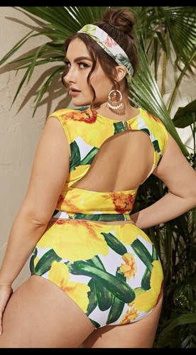 Plus Size Women's Gradient Skirt Set Swimsuit Swimwear Bathing Suit 1xl 2x 3xl - Picture 3 of 5