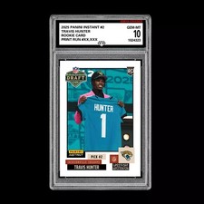 Graded 10 Travis Hunter 2025 Panini Instant Draft Night #2 RC Rookie JAGUARS 