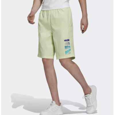 Adidas Essentials BrandLove Chelsea Woven Shorts Men's sz L Almost Lime