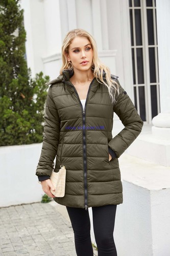 Neu Damen Winterjacke Winter Mantel Abnehmbar Kapuze Jacke Große Warm Steppjacke - Bild 15 von 31