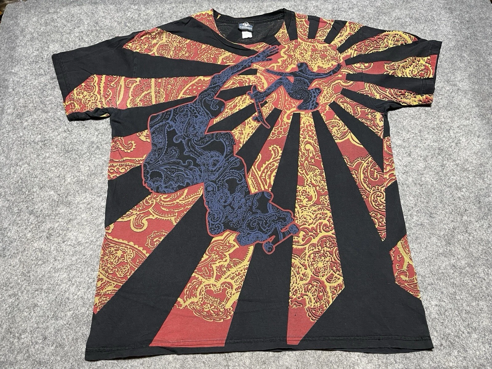 Skater Skateboard Starburst AOP All Over Print Spiral Shirt 2 Side 4 Seasons
