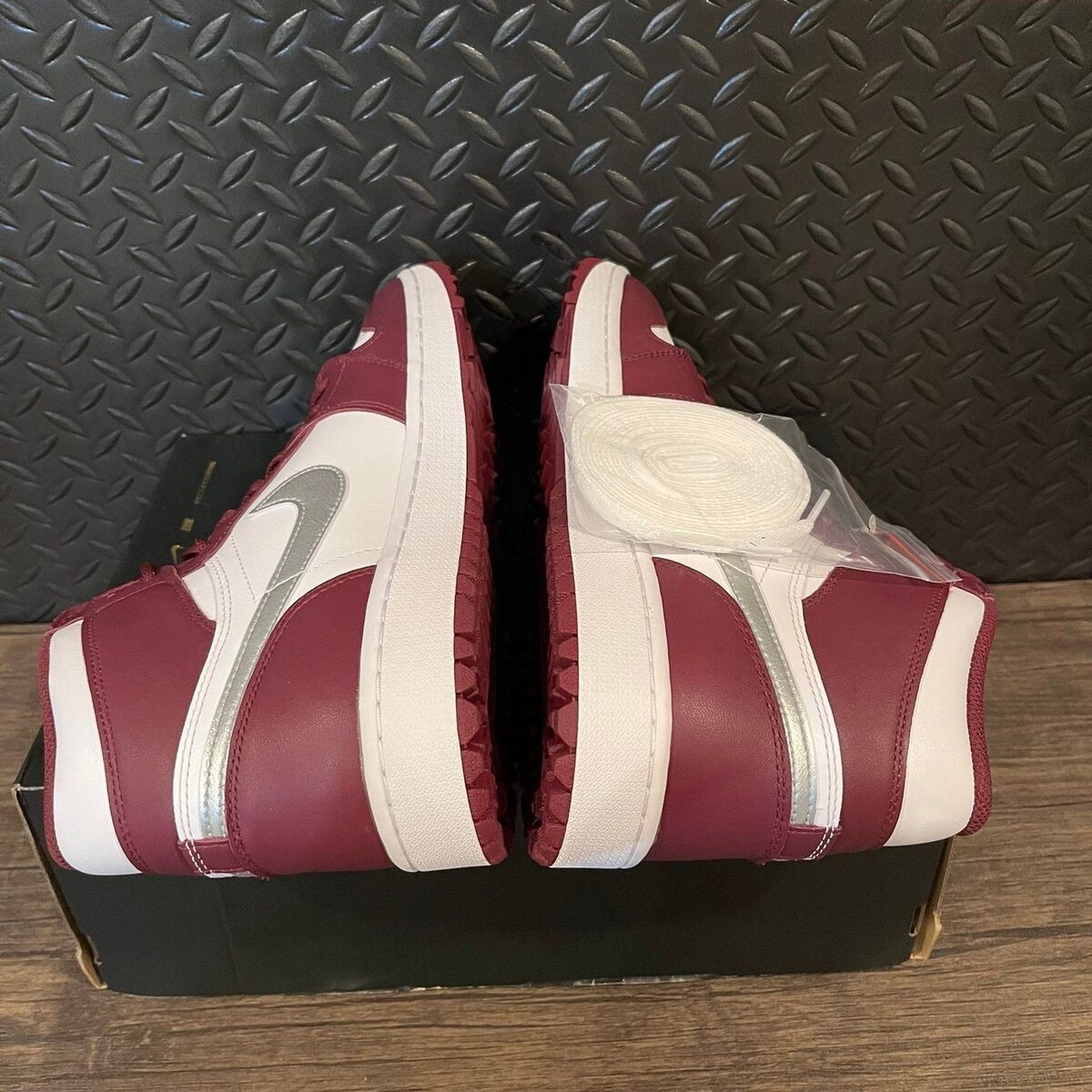 NEW Nike Air Jordan 1 High G Golf Shoes Bordeaux White Size NEW Nike Air Jordan 1 High G Golf Shoes Bordeaux White Size