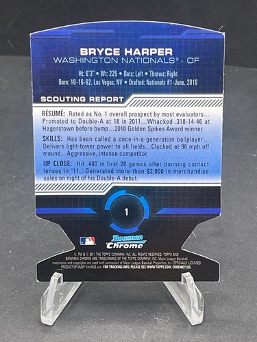 2011 BRYCE HARPER BOWMAN CROMO FUTURES FUSTELLATO ROOKIE RIFRATTORE #1 RC SP - Foto 2 di 2