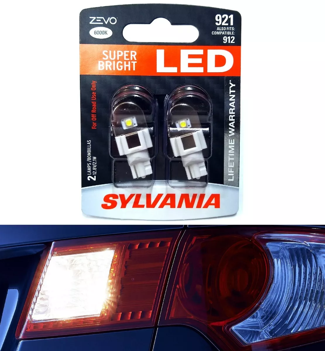 Sylvania ZEVO LED Light 921 White 6000K Two Bulbs High Mount Stop
