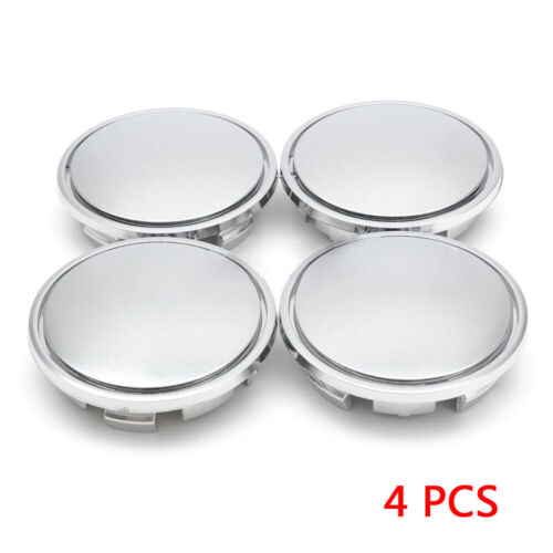 4Pcs 65mm Chrome ABS Plastic Car Wheel Center Rim Hub Cover Caps Blank Silver - Picture 12 of 12