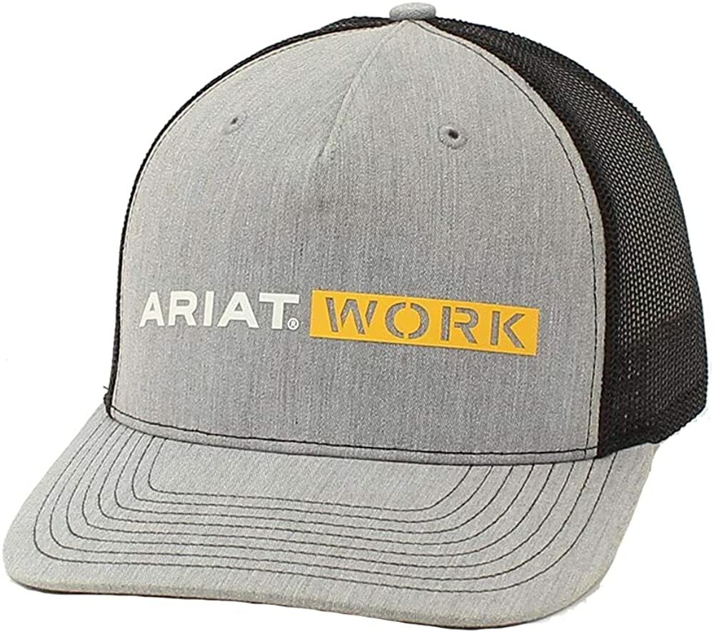 Ariat Mens Work Richardson Trucker Snap Back Adjustable Ball Cap(Grey, One  Size)