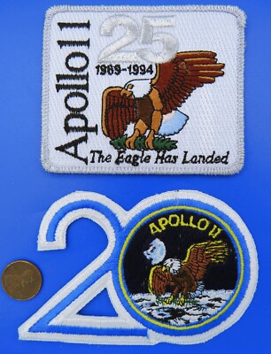 NASA PATCH Pair vtg APOLLO 11 / 20th and 25th Anniversary / EAGLE Has LANDED