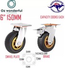 6" 150mm Heavy Duty Swivel Caster Wheels Castor 3000KG each Grey Rubber castor