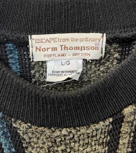 Suéter Vintage Norm Thompson Para Hombres Grande Rayas Rojo Verde Azul Navidad Cosby - Imagen 9 de 17
